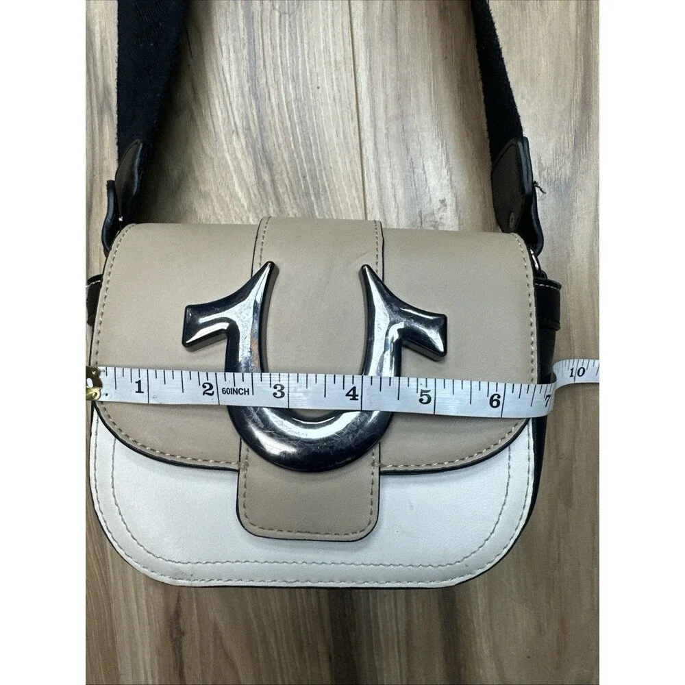 true religion Brown White Black Mini Crossbody Saddle Bag